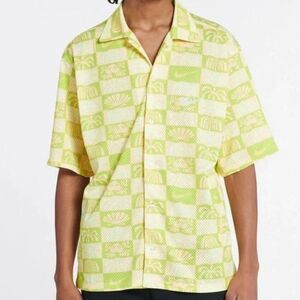 Nike Spring Break Camp Shirt Mesh Short Sleeve Button Up Dri Fit Unisex XS Neon